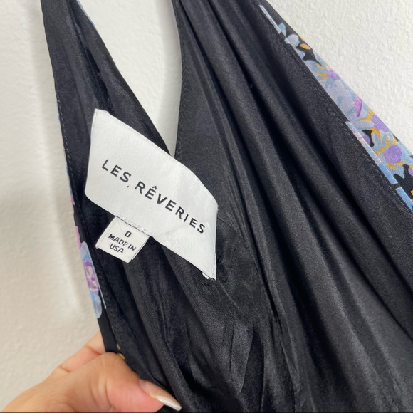 Les Rêveries Peplum Midi Cami Dress in Narcissus 100% Silk Floral Size 0 - Picture 16 of 17